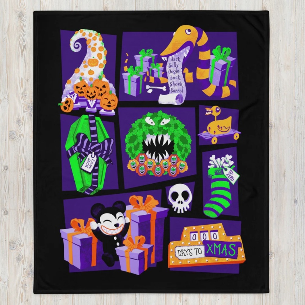 NEW Haunted Mansion Holiday Snake Wreath Plush Throw Blanket Foolish Mortal